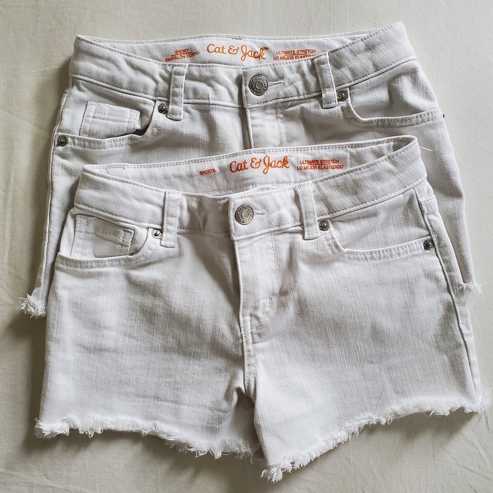 Cat & Jack White Jean Short Set Of 2 Girls Size M (8)